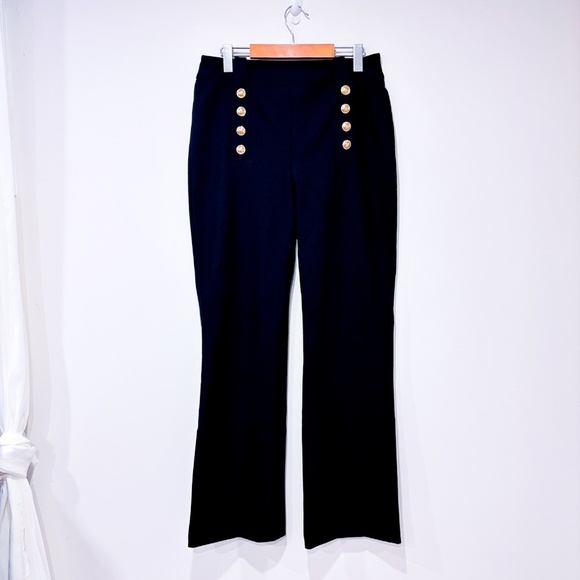 RACHEL ZOE Black wide-leg pants | Gold button nautical style | Size 8 * - Picture 1 of 8
